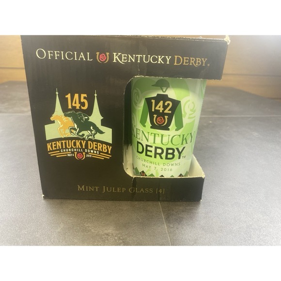 Other - 2016 Kentucky Derby Set of 4 Mint Julep 12oz Glasses New In Box